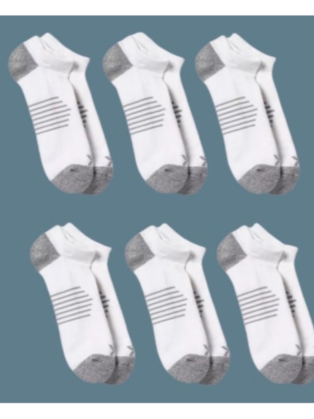 Men's No Show Striped Athletic Socks 12pk- All in Motion- Gray/White size 6-12